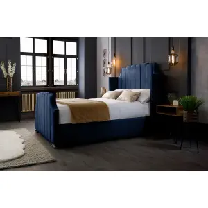 Nelly Plush Velvet Blue Bed Frame