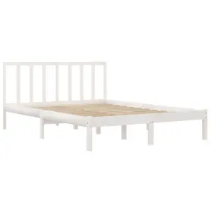 Berkfield Bed Frame White Solid Wood Pine 140x200 cm