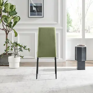 Furniturebox UK Dining Chair - 2x Paloma Green Fabric Upholstered Dining Chair Black Legs - Contemporary Dining Kitchen Furniture