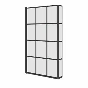 Rinse 810x1400mm Pivot Double Panel Over Bath Shower Screen Door 6mm Easy Clean Glass Shelves Door Panel Black Grid