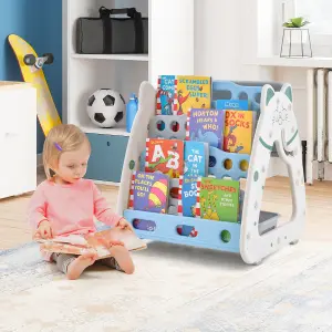 Costway 3-in-1 Kids Art Easel Double-Sided Children Magnetic Dry Erase Board w/ Stool