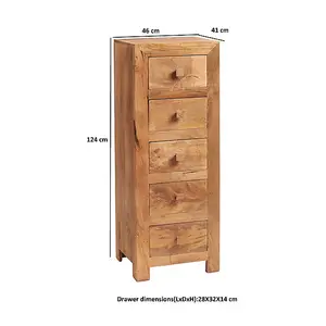 Dakota Light Mango 5 Chest of Drawer