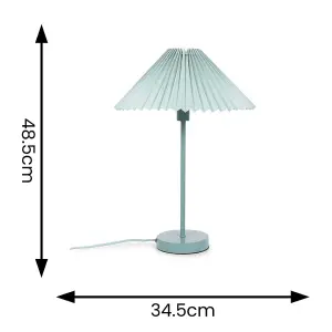 ValueLights Akira Blue Metal Table Lamp with Pleated Lampshade - LED Bulb Included