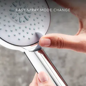 Mira Zest eco Chrome effect 3-spray pattern Shower head, 300mm