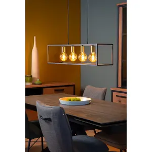 Lucide Ruben Modern Bar Pendant Light - 4xE27 - Black