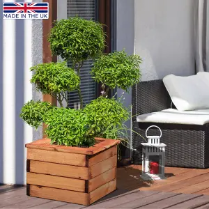 HORTICO™ Wooden Planter, 41cm Square Planter Box, Made in the UK Scandinavian Red Wood Outdoor Plant Pots H31 L41 W41 cm, 25L