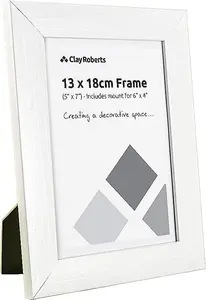 Clay Roberts Photo Picture Frames 7 x 5, White, Pack of 3, Includes Mount for 6 x 4 Prints, Freestanding and Wall Mountable, 7x5"