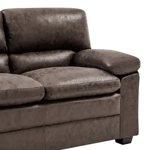 Oxford Bonded Faux Leather Three Seater Sofa Suite - Chocolate Brown