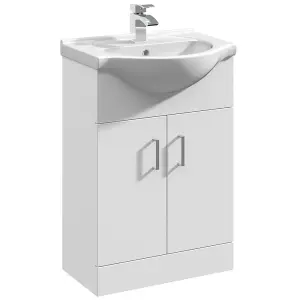 Bubly Bathrooms™ 550mm Vanity Unit & Basin Sink with 500mm WC Back to Wall Toilet Furniture Set