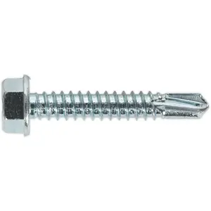 100 Pack Zinc Plated Self Drilling Hex Head Screws - 6.3 x 38mm Fixings