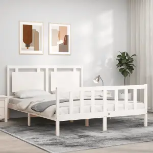 Berkfield Bed Frame with Headboard White 160x200 cm Solid Wood