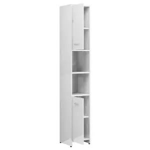 Berkfield Bathroom Cabinet High Gloss White 30x30x183.5 cm Engineered Wood