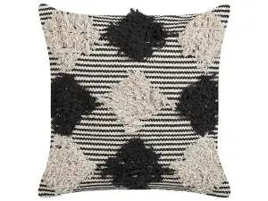 Throw Cushion BHUSAWAL Cotton 50 x 50 cm Geometric Tufted Black