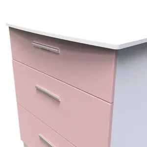 Harrow 3 Drawer Deep Chest in Kobe Pink & White (Ready Assembled)