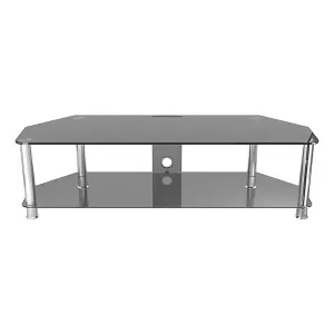 AVF Classic 1.4m Glass Corner TV Stand with Cable Management for TVs up to 65" - Black & Chrome