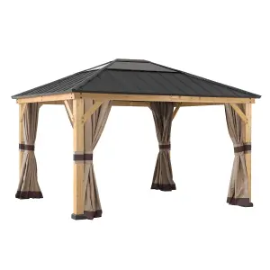 Curtain Set for Sunjoy Cedar wood Gazebo - 393cm x 335cm, Khaki