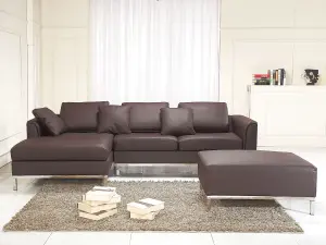 Right-Hand Corner Sofa OSLO Brown Leather Right Hand