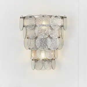 Luminosa Trapani 2 Light Wall Lamp Antique Silver Paint & Mercury Glass