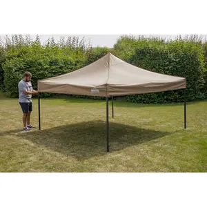 Durable 3x3m Beige Pop-Up Gazebo with Water-Resistant Canopy for Outdoor Events