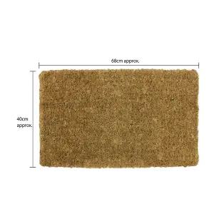 JVL Eco Friendly Ryburn Plain Natural Coir Doormat 40x68cm