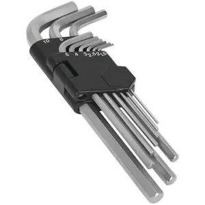 Complete 9 Piece Long Hex Key Set - Durable Hardened Steel for All Sizes