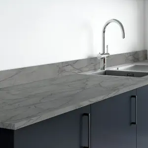 Wilsonart Marmo grigio Matt Grey Marble effect Laminate Kitchen Upstand (L)3000mm