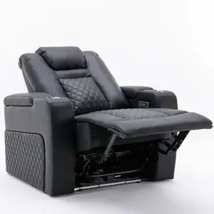 Broadway Cinema Electric Recliner Chair USB Charging Led Base (Black)