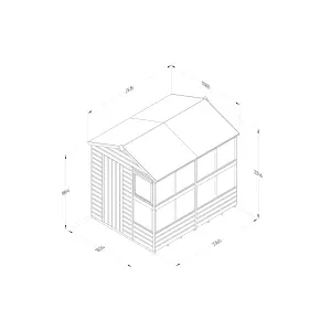Forest Garden Beckwood Shiplap 8x6 ft Apex Natural timber Wooden Pressure treated Potting shed with floor & 10 windows - Assembly service included