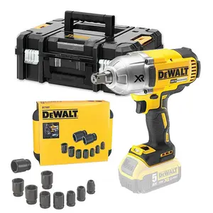 Dewalt 18v DCF899NT XR High Torque Impact Wrench 1/2" Tstak + 9 Piece Socket Set