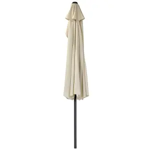 Charles Bentley 2.7m Beige Metal Garden Balcony Umbrella With Crank Function