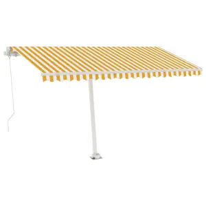 Berkfield Manual Retractable Awning with LED 400x300 cm Yellow and White