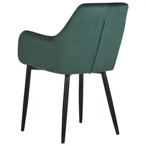 Set of 2 Dining Chairs WELLSTON Velvet Dark Green