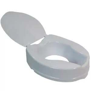 Raised Toilet Seat Aid with Lid 10cm (4") Elevated Strong and Durable