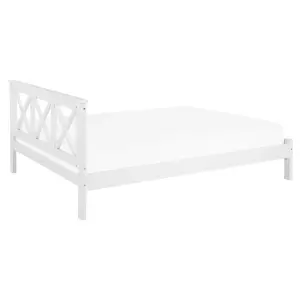 Wooden EU King Size Bed White TANNAY