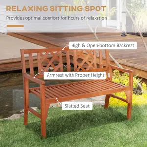 Outsunny Foldable Garden Bench, 2-Seater Patio Wooden Brown