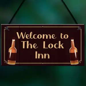 Welcome To The Lock Inn Sign HOME BAR Man Cave Plaque Lockdown Gift Gift