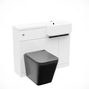 Nes Home 1000mm RH Basin Vanity Black Handles, WC Unit & Square Black BTW Toilet