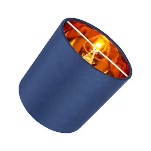 Contemporary Midnight Blue 6 Clip-On Candle Lamp Shade with Copper Inner Lining