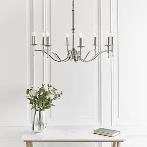 Luminosa Stanford 8 Light Chandelier Polished Nickel Plate Finish, E14