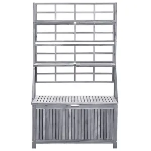 Berkfield Storage Box with Trellis Grey 99x55x160 cm Solid Acacia Wood