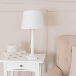 Annum Wood Table Lamp White / White / No