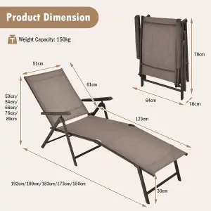 Costway 2Pcs Patio Foldable Chaise Lounge Chair Outdoor Portable Reclining Chair