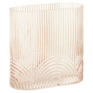 Interiors by Premier Large Pink Glass Vase, Textured Glass Flower Vase, Embossed Detailing Pink Modern Vase for living rooms