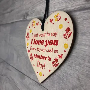 Funny Mothers Day Gift Wood Heart Gift For Mum Nan LOVE Gift From Daughter Son