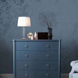 Laura Ashley Westbourne Midnight Blue Floral Smooth Wallpaper Sample