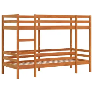 Berkfield Bunk Bed without Mattress Wax Brown 75x190 cm Small Single Solid Wood Pine