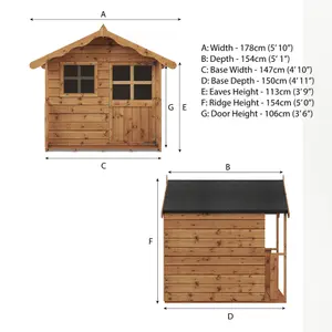 Mercia 5x5 Poppy Apex Shiplap Wooden Playhouse - Assembly service included