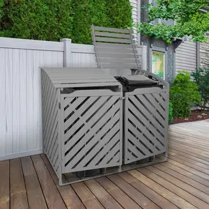 Grey Wash Double Wheelie Bin Storage