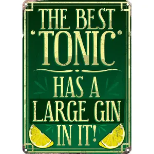 Grindstore The Best Tonic Has A Large Gin In It Tin Sign Green (One Size)