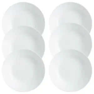 URBNLIVING 18cm Height White Opal Glass Luminarc Dessert Plate Set of 6